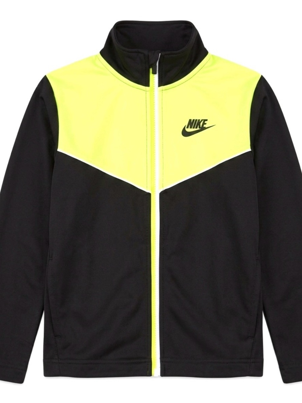 Nike Black & Neon Yellow Full-Zip Kids Jacket